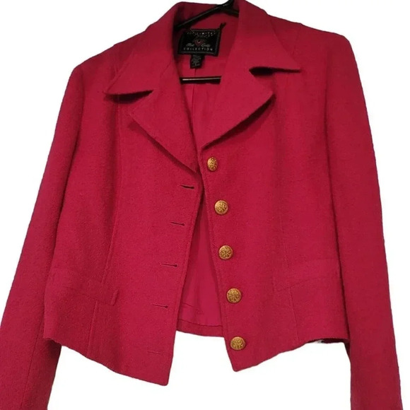 Pink Barbie Core Boucle Virgin Wool Blazer Ladies M Y2k  Career Limited Coll. - Picture 1 of 14